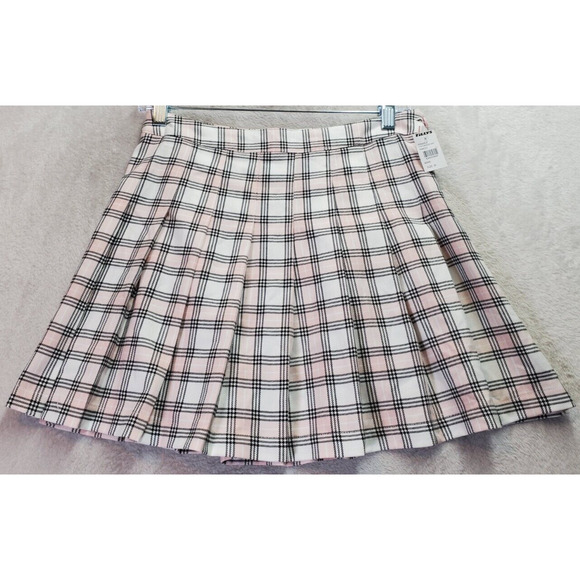 FULL TILT Flare Skirts Womens Size 26 Multi Plaid Polyester Pleated‎ Side Zipper - Picture 1 of 8